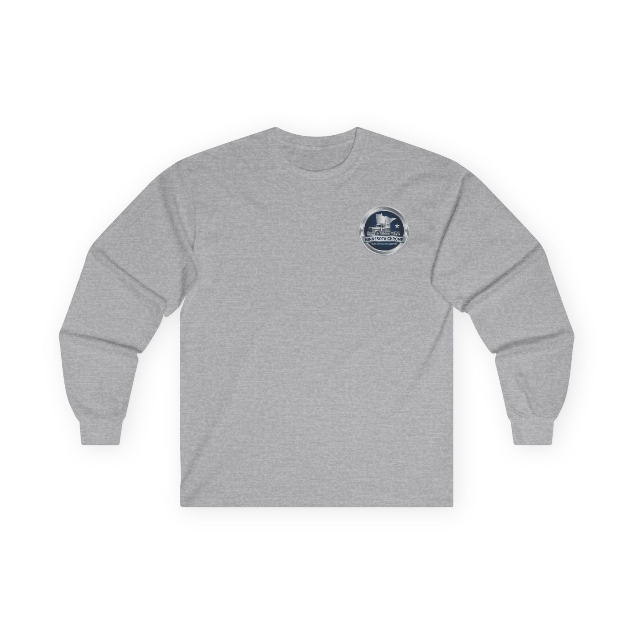 Minnesota Chrome Long Sleeve Tee — Retro Metallic Logo Chest & Back
