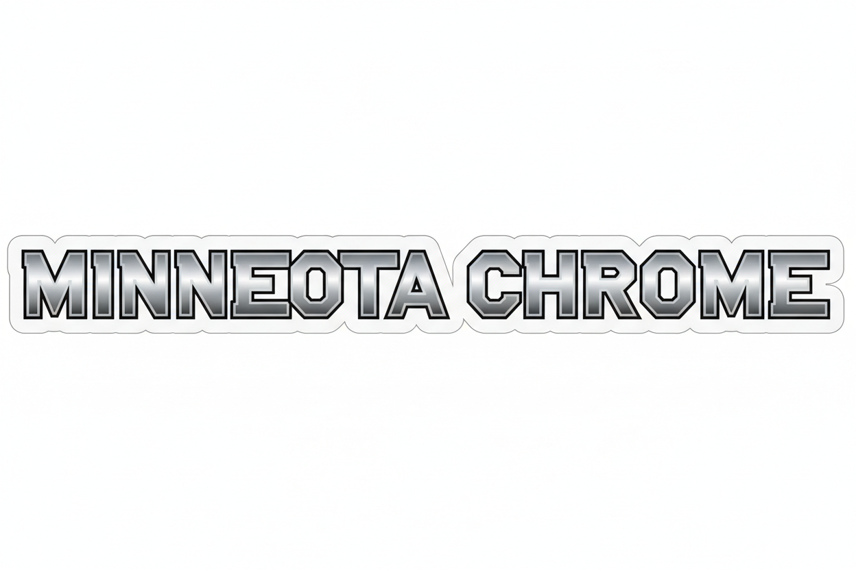Minnesota Chrome cursive chrome metallic vinyl sticker